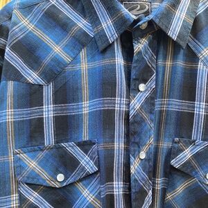 Western Style Plaid Shirt with Enamel Snap Buttons by ROPER